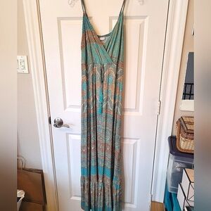 Lascana size 10 maxi sundress green/brown/taupe